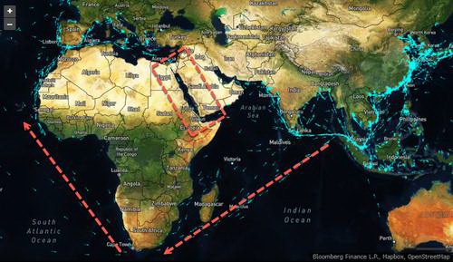 Red Sea container ships have almost disappeared, and the total tonnage of container ships arriving in the Gulf of Aden has plummeted by 82%