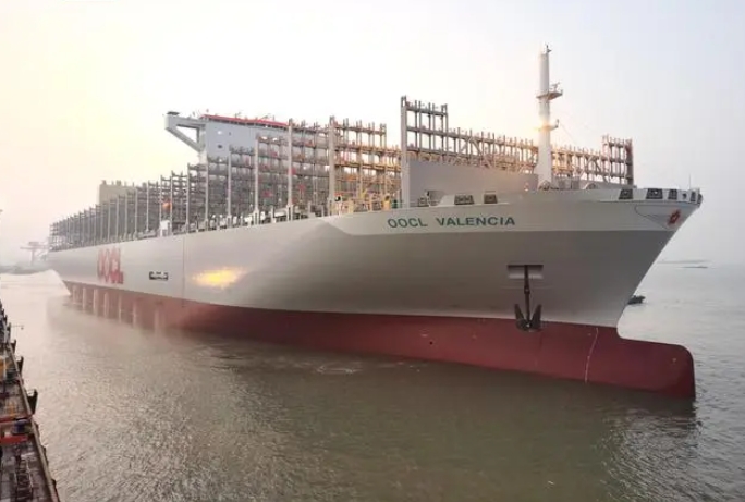 The world's largest container ship goes on sea trials