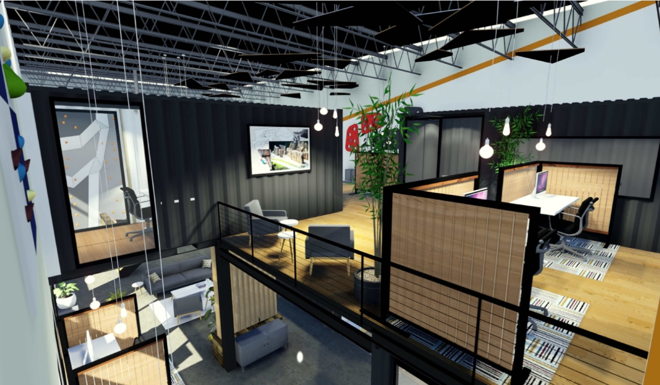 multifunctional container office, rapidly assembled container office, comfortable container office, office needs, modular design, human-centered design